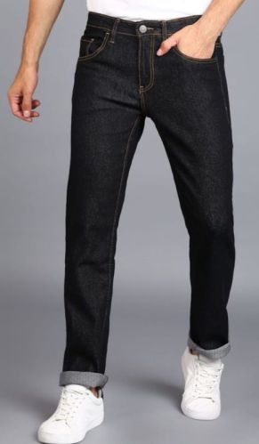 Plain Denim Mens Black Jeans, Technics : Machine Made