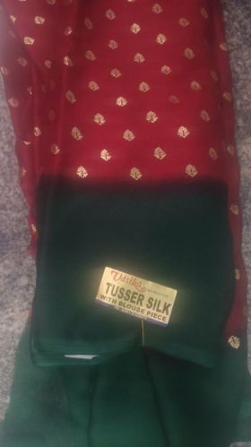 Vatika Printed Tussar Silk Sarees, Packaging Type : Plastic Bag