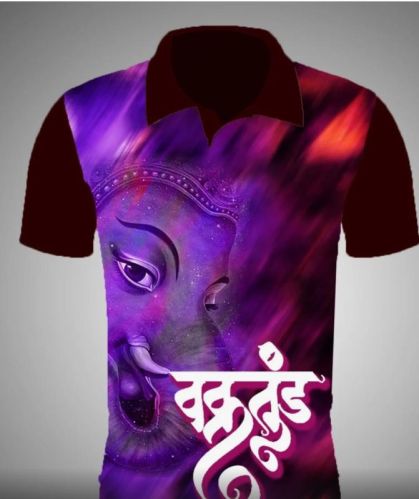 Customize Ganpati Sublimation Tshirt, Color : Multicolor