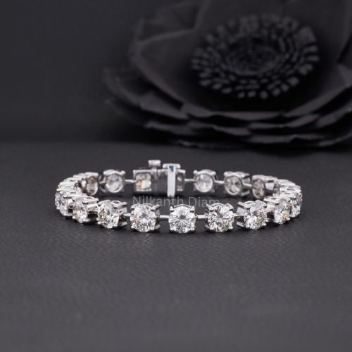 Round Cut Diamond Tennis Bracelet, 10K,14K,18K Solid Gold Bracelet