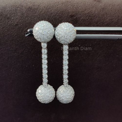 Lab Grown Polished Gold Diamond Earring, Outer Material : Platinum
