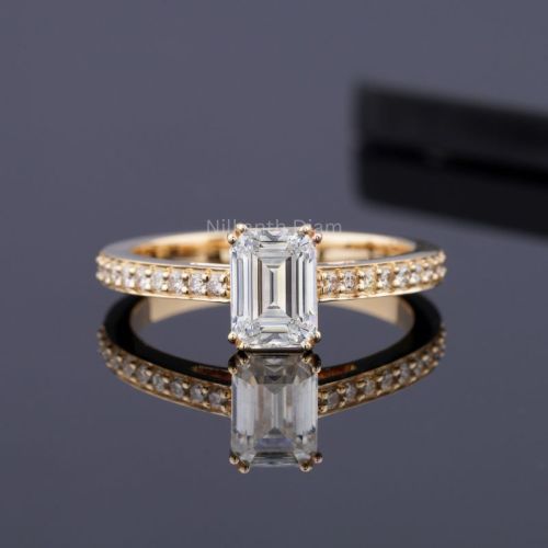 Lab Grown Polished Gold Diamond Solitaire Ring, Gender : Female
