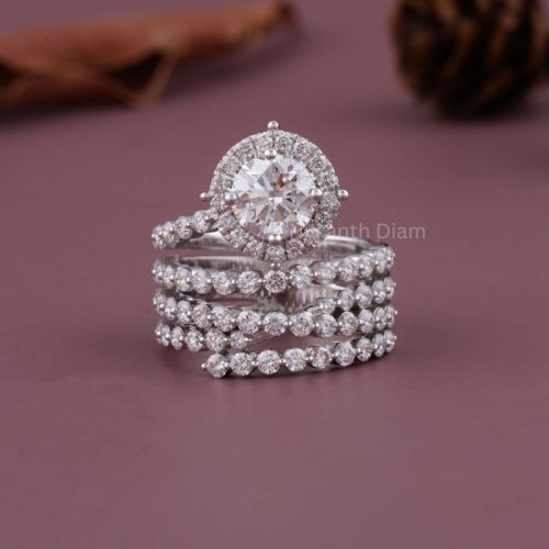 Polished Gold Lab Grown Diamonds Halo Ring, Gender : Unisex