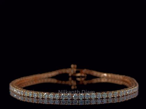 Polished Gold Tennis Bracelet, Main Stone : Diamond