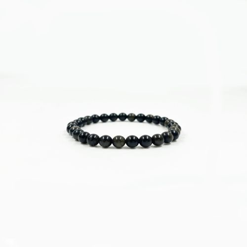 Polished 6mm Black Obsidian Bracelet, Size : 7 Inches (8mm)