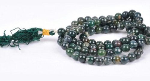 Polished Moss Aagate Jap Mala For Japa