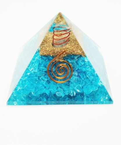 Polished Gemstone Turquoise Firoza Orgone Pyramid For Decoration