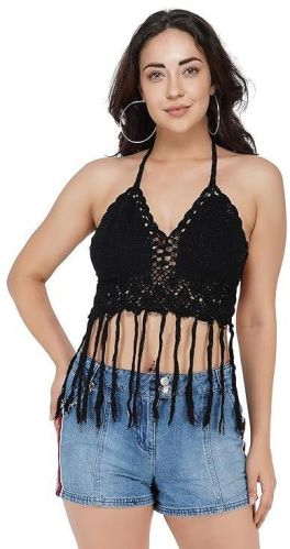 Frilled Ladies Black Bra Top