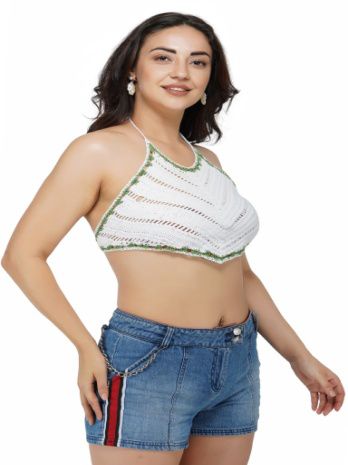 Cotton Round Neck Printed Ladies Embroider Top, Technics : Machine Made