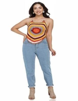 Cotton Round Neck Printed Ladies Flowered Multicolor Top, Sleeve Type : Sleeveless