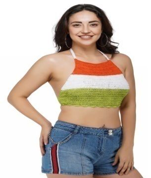 Printed Cotton Ladies Halter Top, Color : White