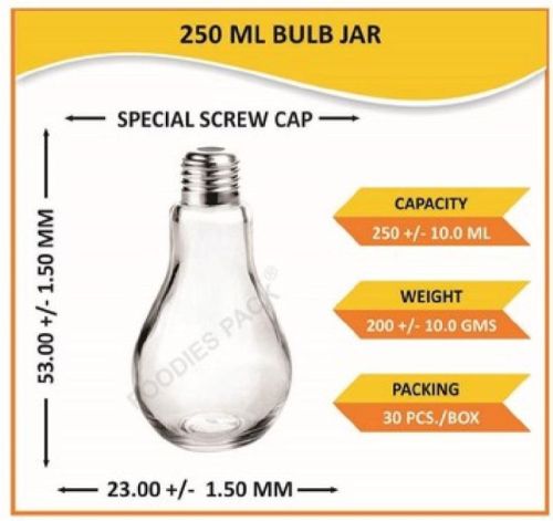 250ml Bulb Glass Jar, For Liquid Storage