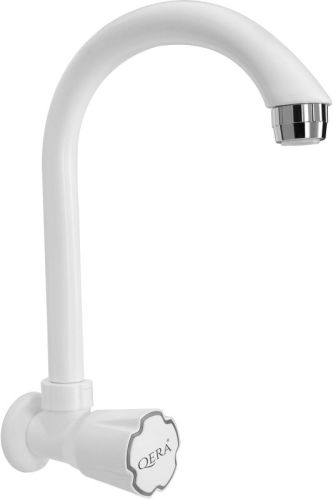Qera Metal & Plastic Aspire Long Spout Sink Cock, Color : White