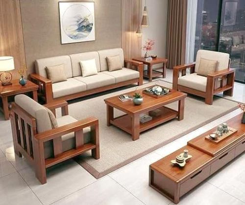 Plain Household Wooden Sofa Set For Home Furniture