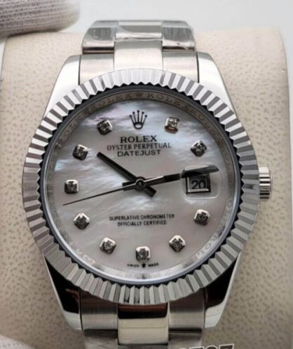 Rolex Datejust White Mother Of Pearl Diamonds Set Dial 41mm Watch