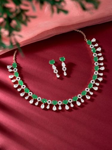 925 Sterling Rose Gold Delicate Oval Choker Necklaces Set