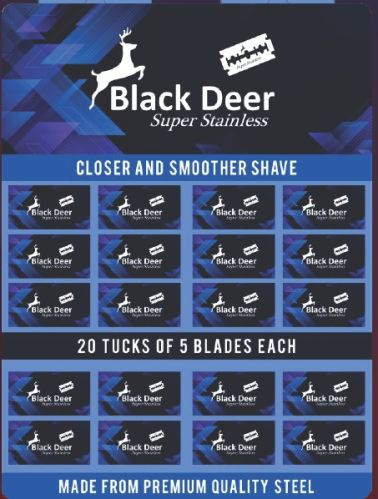 Black Deer Stainless Steel Razor Blades, Color : Silver-Grey