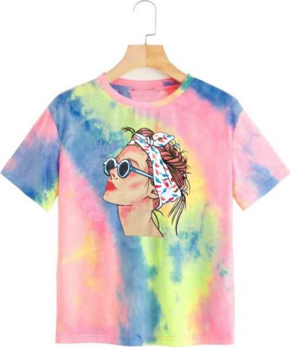 Printed Cotton Ladies Tie Dye T-Shirt, Color : Multicolour