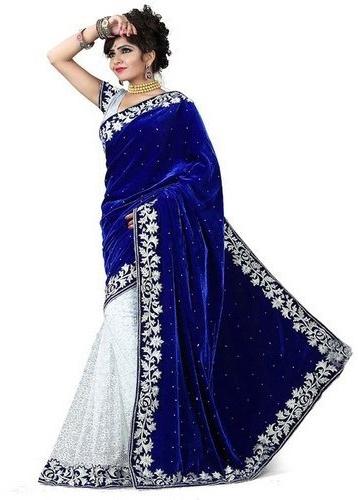 Ladies Velvet Saree, Technics : Embroidery Work