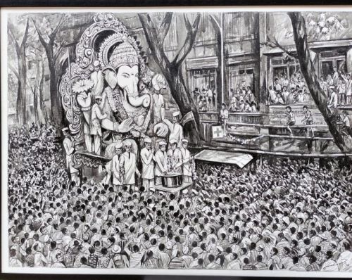 Acrylic Lalbaug Raja Painting For Wall Decoration, Home Decoration, Pooja Room Decoration, Lobby Areas Office Decoration