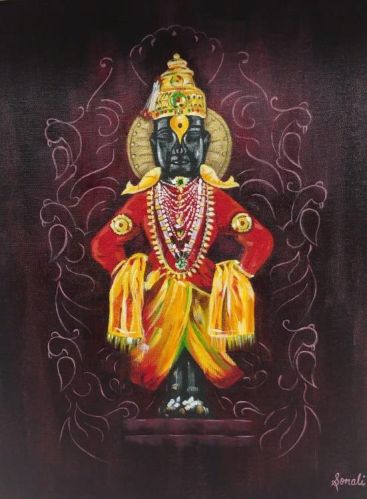 Acrylic Vitthal Painting On Canvas For Wall Decoration, Home Decoration, Pooja Room Decoration