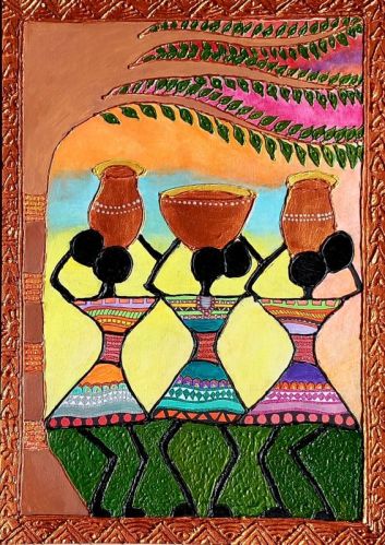 Mix Media Warli Painting For Wall Decoration, Home Decoration