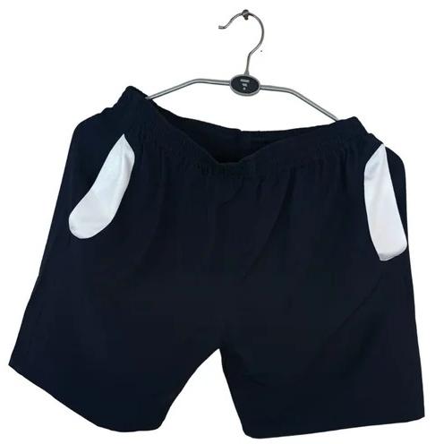 Plain Mens Black Cotton Shorts