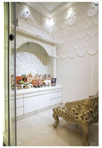 Polished Vatnam White Marble Temple For Home, Office