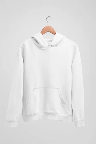 Cotton Mens White Plain Hoodie, Technics : Machine Made