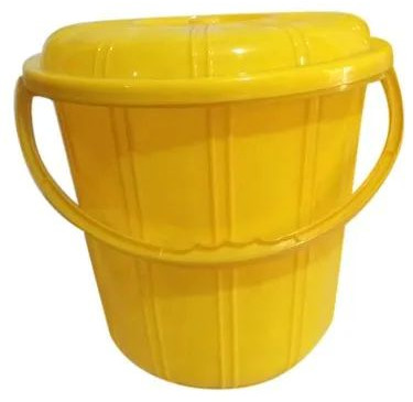 Plastic Yellow Bucket With Lid, Capacity : 13 Litre