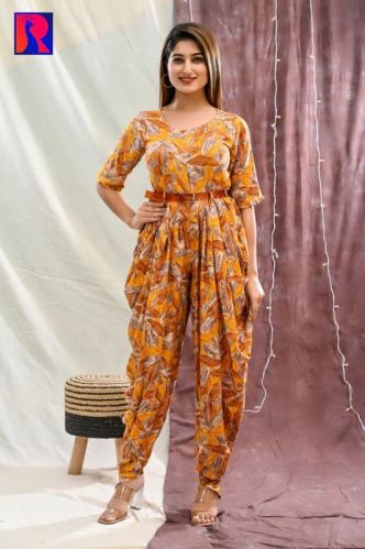 Round Rayon Raag Jumpsuit, Sleeves Type : Half Sleeves