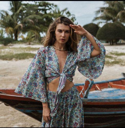 R.R Textiles Printed Silk Tie Top, Technics : Washed