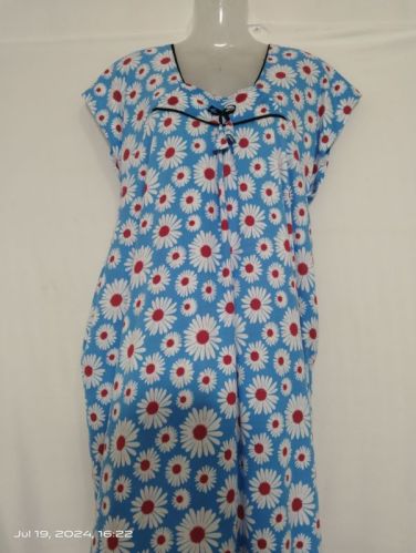 Printed Cotton Ladies Brushing Nighty, Sleeve Type : Half Sleeve
