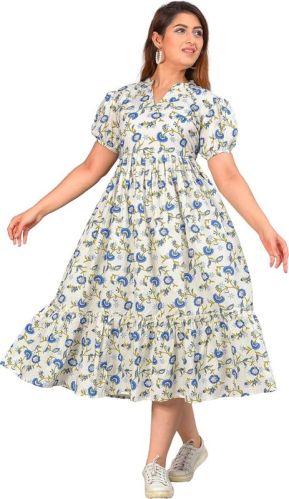 Printed Ladies Cotton Frocks, Technics : Machinemade