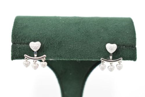 Solitaire Stone Heart Shaped Silver Earrings, Gender : Female