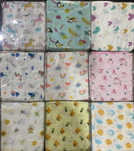 Printed Multicolor Muslin Baby Blanket For Gifting Purpose