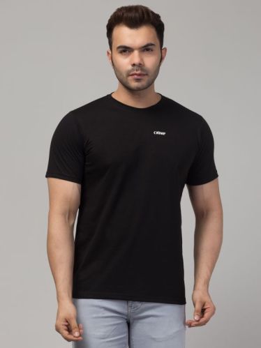 Plain Black Men Round Neck T-shirt, Sleeve Type : Half Sleeves