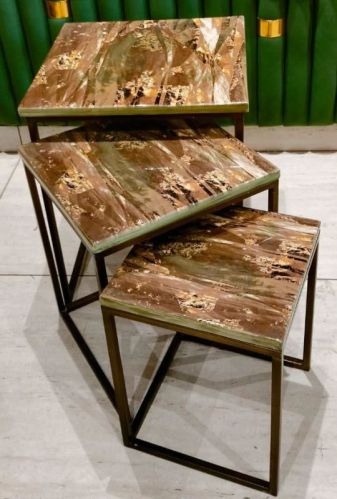 Brown Epoxy Nesting Table Set