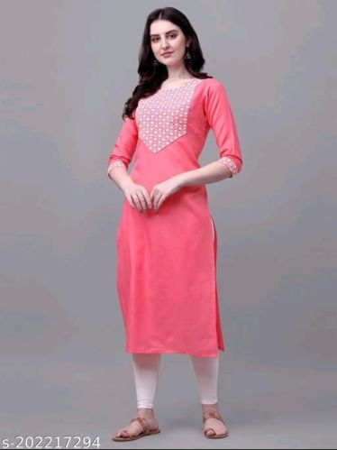 Top Cotton YNF Embroidery Work Casual Ladies Kurtis, Length : 40