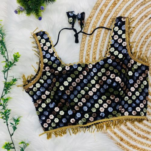 Georgette YNF Sequence Embroidery Blouse, Weight : 0.300