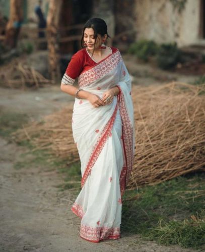 Ynf Cotton Tant Saree, Color : White
