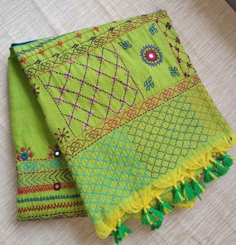Pure Handloom Saree With Lambani Hand Embroidery