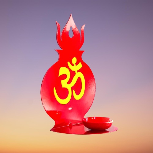 Polished Om Metal Diya For Home Decor