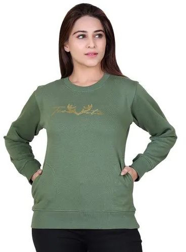 Plain Ladies Round Neck Sweatshirt, Technics : Machine Made