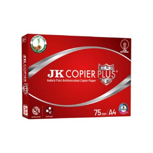 JK Copier Plus 75 GSM A4 Size Paper 500 Sheets White (Pack Of 1 Ream)