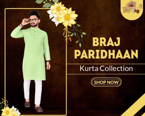 Braj Paridhaan Plain Full Sleeve Kurta