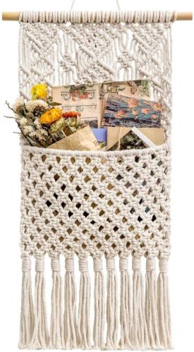 MH02 Macrame Magazine Holder, Color : Creamy