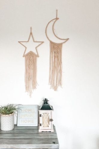 Moon & Star Shape Dream Catcher For Home Decor