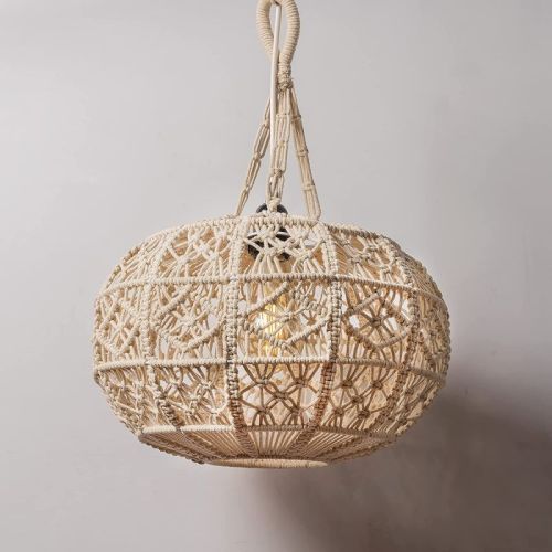 Round Macrame Hanging Lamp Shade For Home Decor