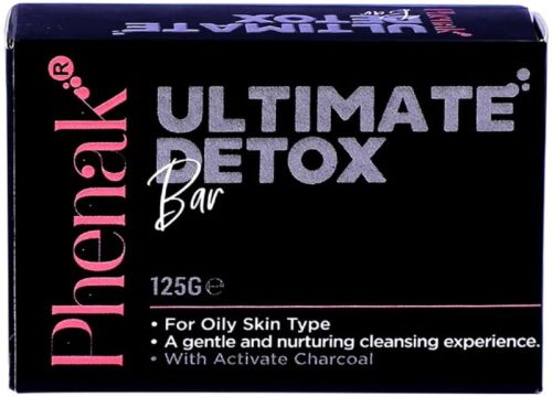 Phenak India Ultimate Detox Bar Charcoal Soap, Color : Black
